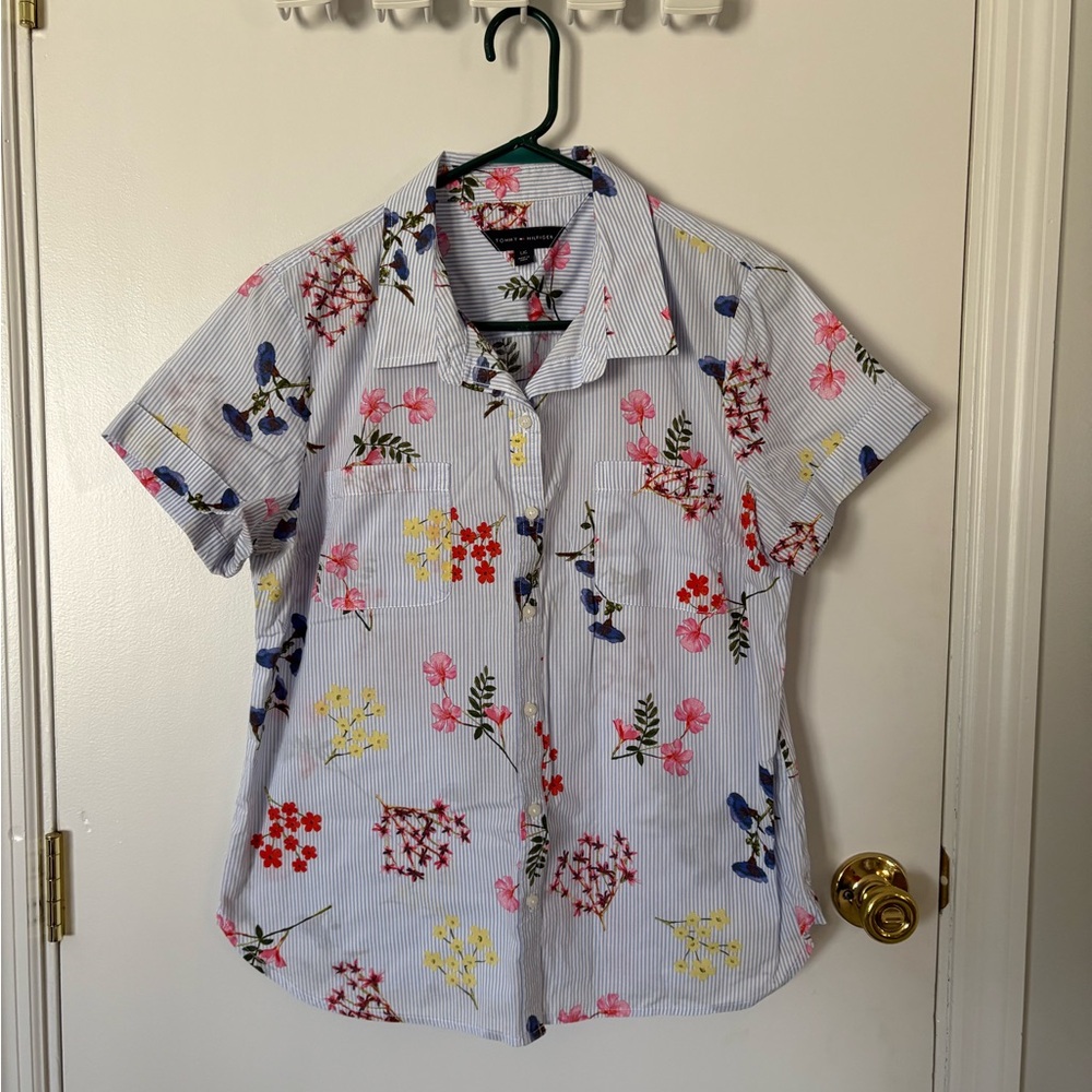 Tommy Hilfiger Blue Floral Striped Shirt